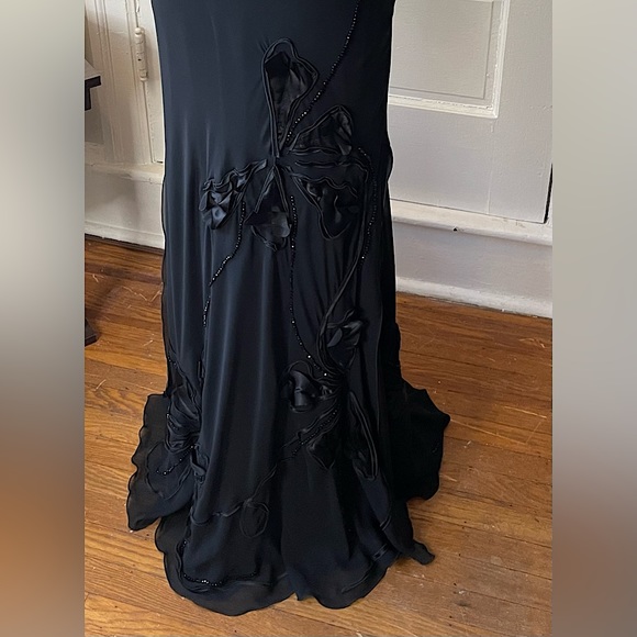 NWOT Elegant Handmade Formal Black Embellished Gown w/ Sheer Neckline | XS - Picture 10 of 14